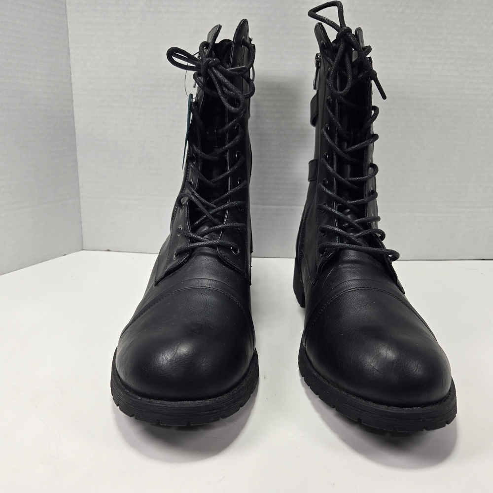 Women's Mid-calf Combat Military Boots w/Card Knife Wallet Zipper Pocket Size 11 - Picture 5 of 13